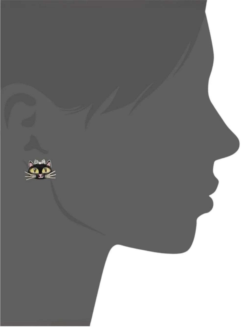 Betsey Johnson Black Cat Crystal Crown Stud Earrings NWT Gold Tone